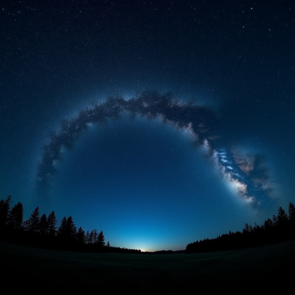 Nocne niebo nad Polską z widoczną Drogą Mleczną